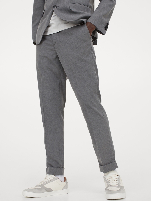 

H&M Men Grey Slim Fit Suit Trousers