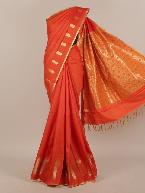 

Pothys Orange & Gold Woven Design Art Silk Saree