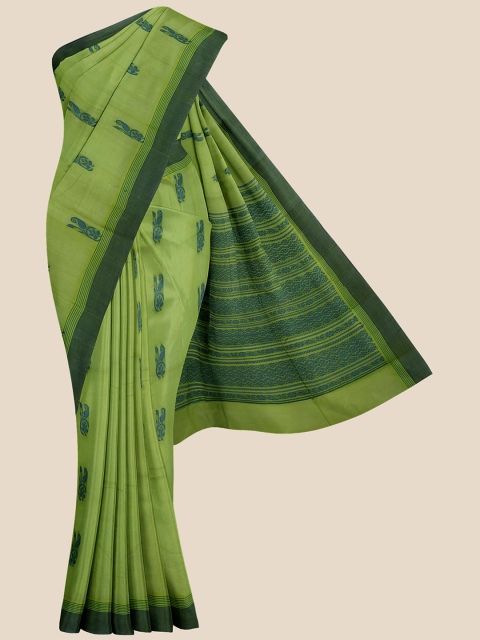 

Kalamandir Green Floral Pure Cotton Venkatgiri Saree