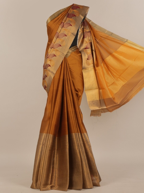 

Pothys Mustard & Maroon Paisley Zari Art Silk Saree