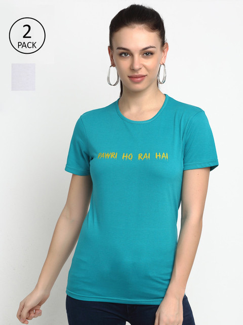 

VIMAL JONNEY Women Blue & White 2 Printed T-shirt