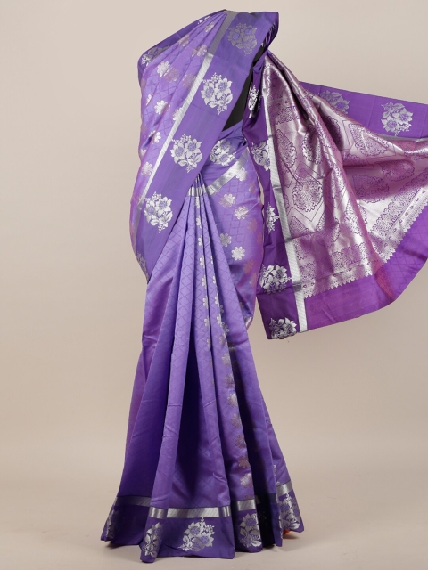 

Pothys Lavender & Silver-Toned Floral Zari Art Silk Saree