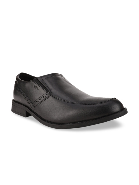 

Bata Men Black Solid Leather Formal Slip-Ons