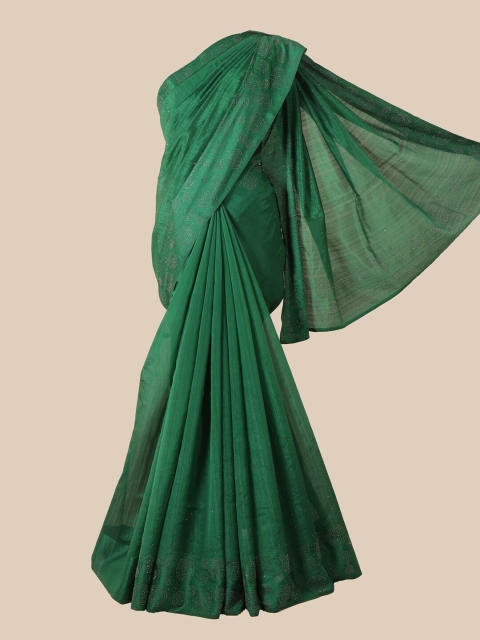 

Pothys Green Beads and Stones Jute Silk Saree
