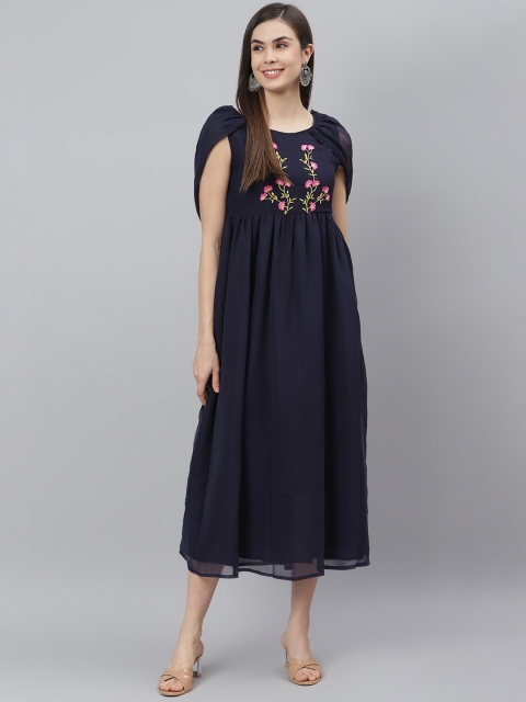 

Shakumbhari Blue Georgette A-Line Maxi Dress
