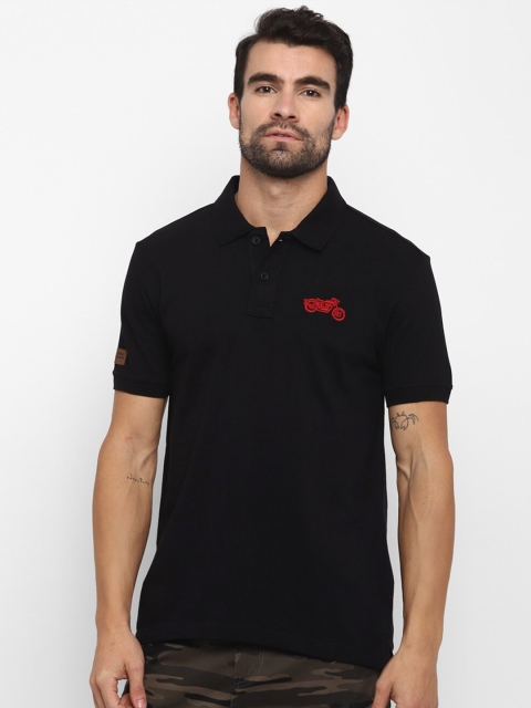 

Royal Enfield Men Black Polo Collar T-shirt