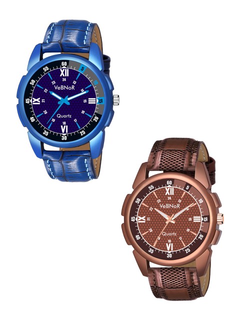 

VeBNoR Boys Blue and Brown Analogue Watch