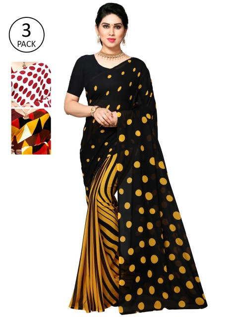 

KALINI Pack of 3 Printed Poly Georgette Saree, Multi