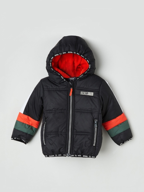 

max Boys Charcoal Red Colourblocked Lightweight Puffer Jacket