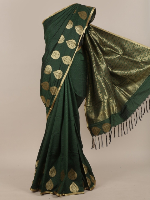 

Pothys Green & Gold-Toned Woven Design Art Silk Saree