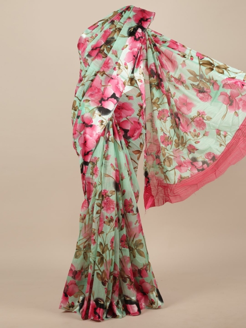 

Pothys Sea Green & Pink Floral Saree