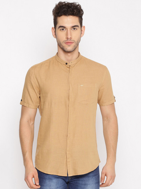 

SHOWOFF Men Khaki Slim Fit Casual Shirt