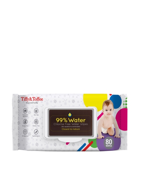 

Tiffy & Toffee 99% Water Baby Wet Wipes- 80 wipes, White