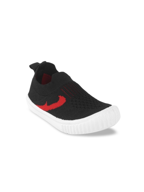 

Jazzy Juniors Boys Black Contrast Outsole Woven Design Slip-On Sneakers