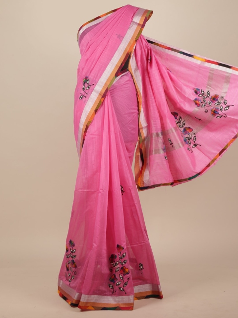 

Pothys Pink & Green Floral Saree
