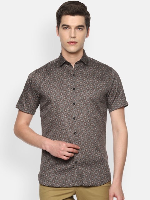 Van Heusen Men Brown Slim Fit Floral Printed Casual Shirt