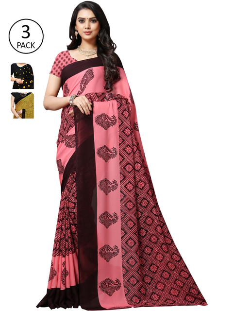 

KALINI Yellow & Black Pack of 3 Saree