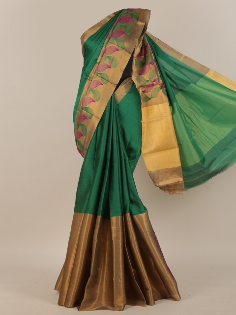 

Pothys Green & Gold-Toned Zari Art Silk Saree