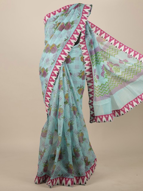 

Pothys Blue & Magenta Floral Pure Cotton Saree