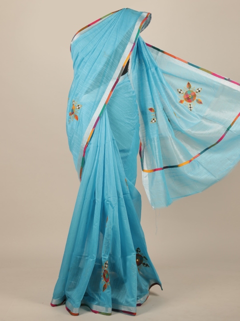 

Pothys Blue & Pink Floral Patchwork Saree