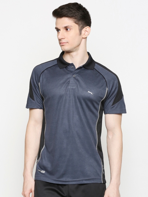 Black Panther Men Grey Polo Collar T-shirt