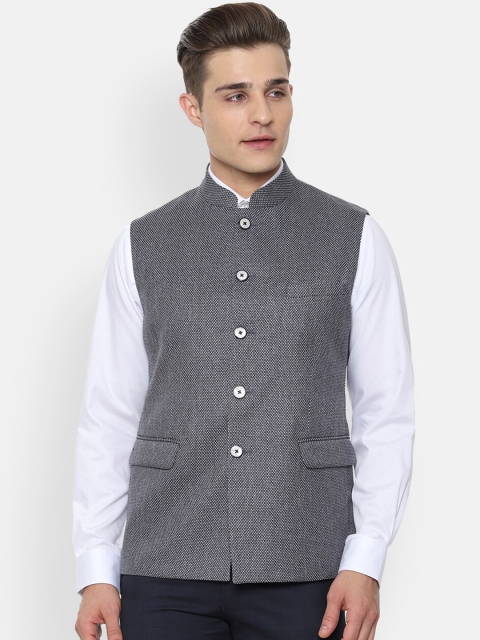 

Van Heusen Men Grey Woven Design Nehru Jacket