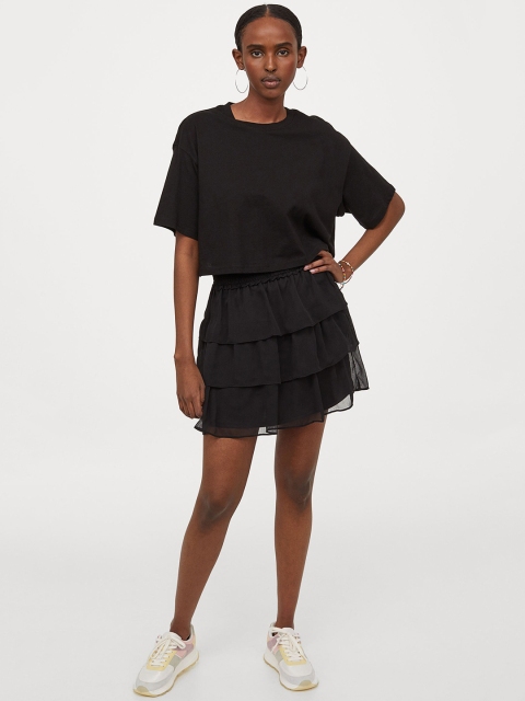 

H&M Black Tiered Mini Skirt