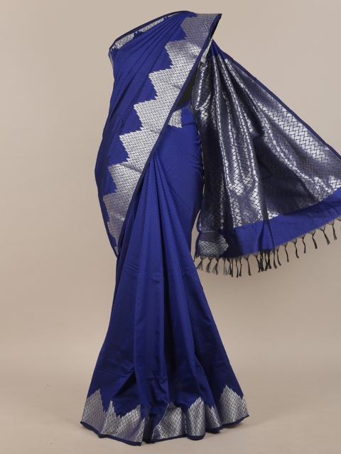 

Pothys Blue & Silver-Toned Woven Design Zari Art Silk Saree