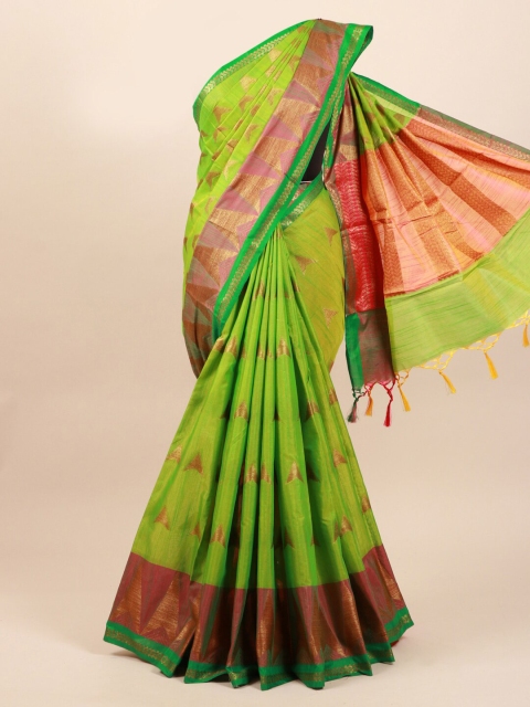 

Pothys Green & Pink Woven Design Cotton Blend Saree