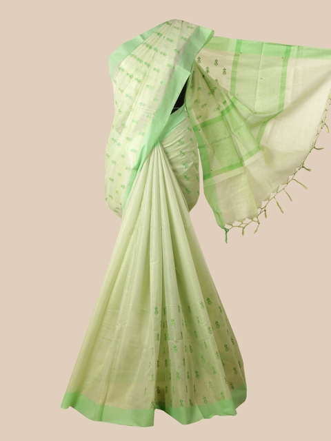 

Pothys Green Floral Embroidered Jute Cotton Saree