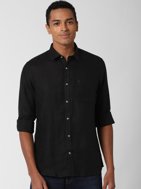 

Peter England Casuals Men Black Slim Fit Pure Lenin Casual Shirt