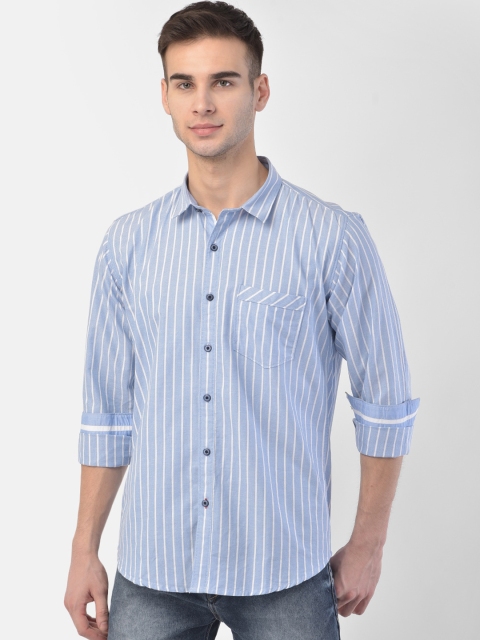 

COBB Men Blue Slim Fit Striped Casual Shirt