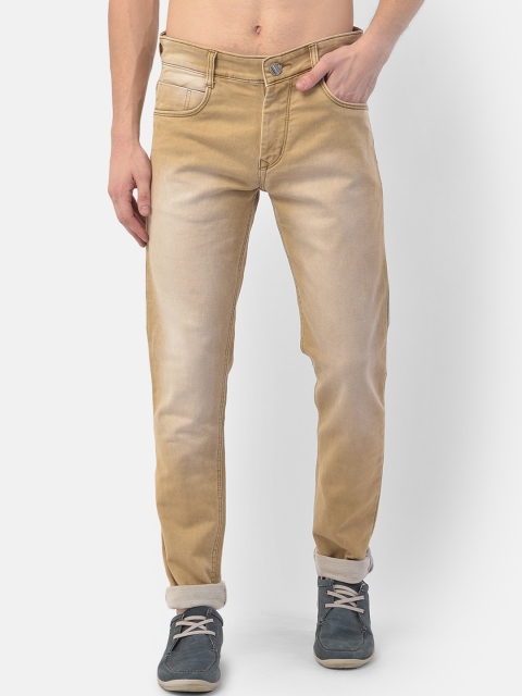 

COBB Men Khaki-Coloured Narrow Slim Fit Heavy Fade Clean Look Jeans