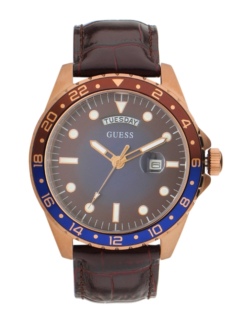 

GUESS Men Multicoloured Patterned Dial & Brown Leather Straps Analogue Watch - GW0221G2, Multi