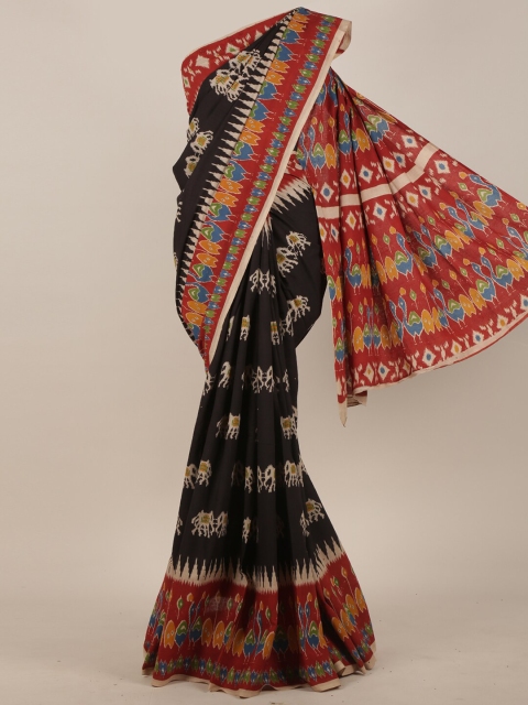

Pothys Black & Red Ethnic Motifs Cotton Blend Saree