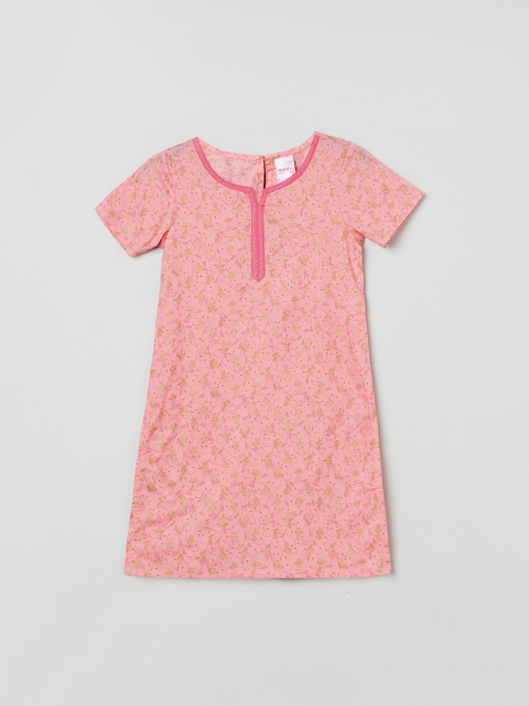 

Max Girls Printed Pink Straight Kurta