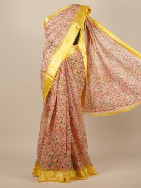 

Pothys Pink & Yellow Floral Saree