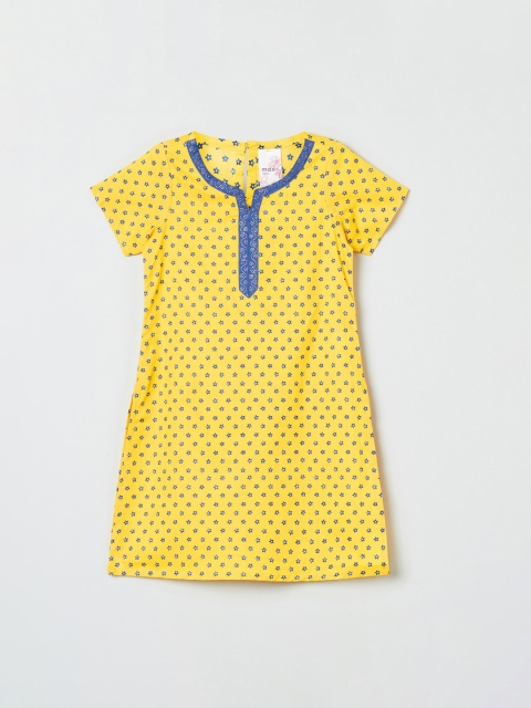 

max Girls Yellow & Blue Floral Printed Kurta