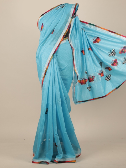 

Pothys Blue & Black Floral Patchwork Cotton Blend Saree