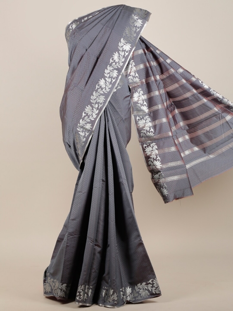 

Pothys Grey & Silver-Toned Floral Art Silk Saree