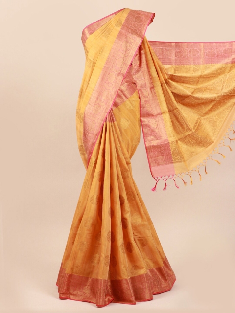 

Pothys Mustard Woven Design Cotton Blend Saree