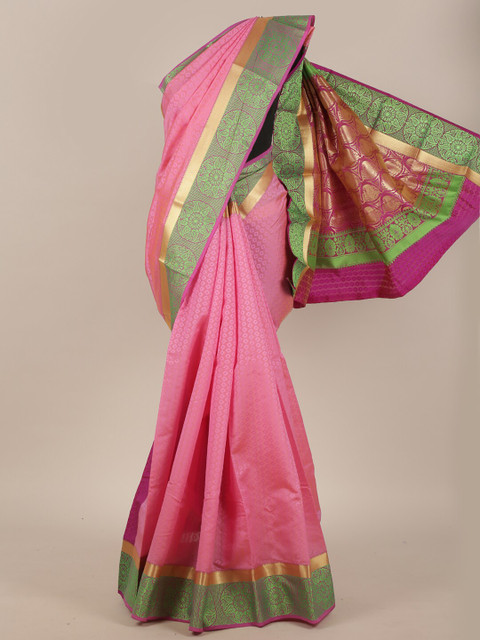 

Pothys Pink & Green Woven Design Art Silk Saree