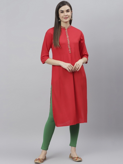 

Shakumbhari Women Red Solid Kurta