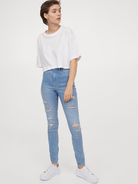 

H&M Women Blue Solid Super Skinny High Jeans