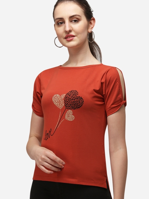 

OM SAI LATEST CREATION Red Slit Sleeve Regular Top