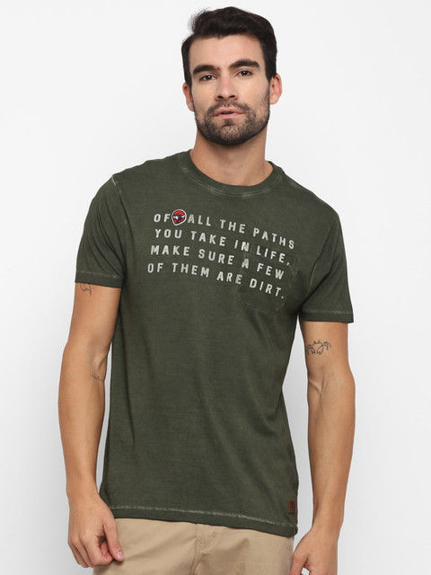 

Royal Enfield Men Olive Green Typography Printed T-shirt