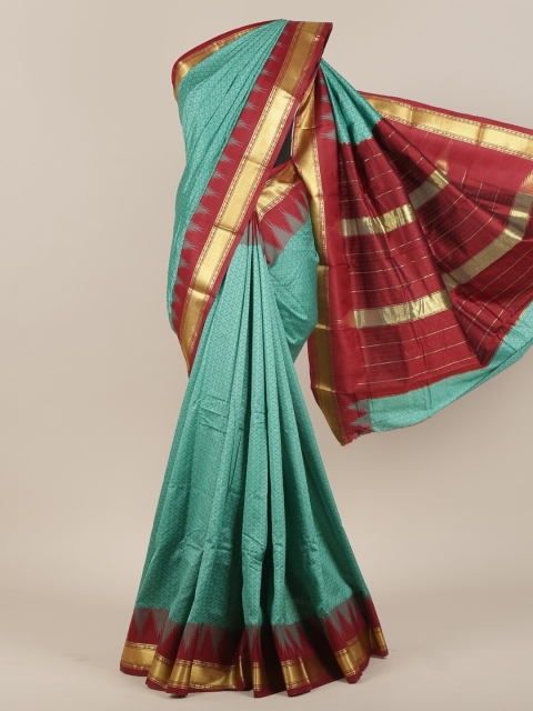 Pothys Green & Maroon Woven Design Art Silk Saree