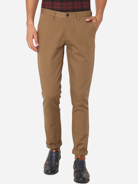 

JADE BLUE Men Khaki Slim Fit Regular Trousers