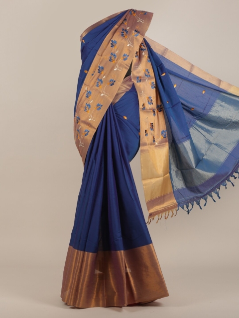 

Pothys Blue & Gold-Toned Woven Design Art Silk Saree