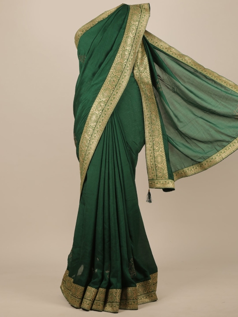 

Pothys Green & Golden Jute Silk Saree